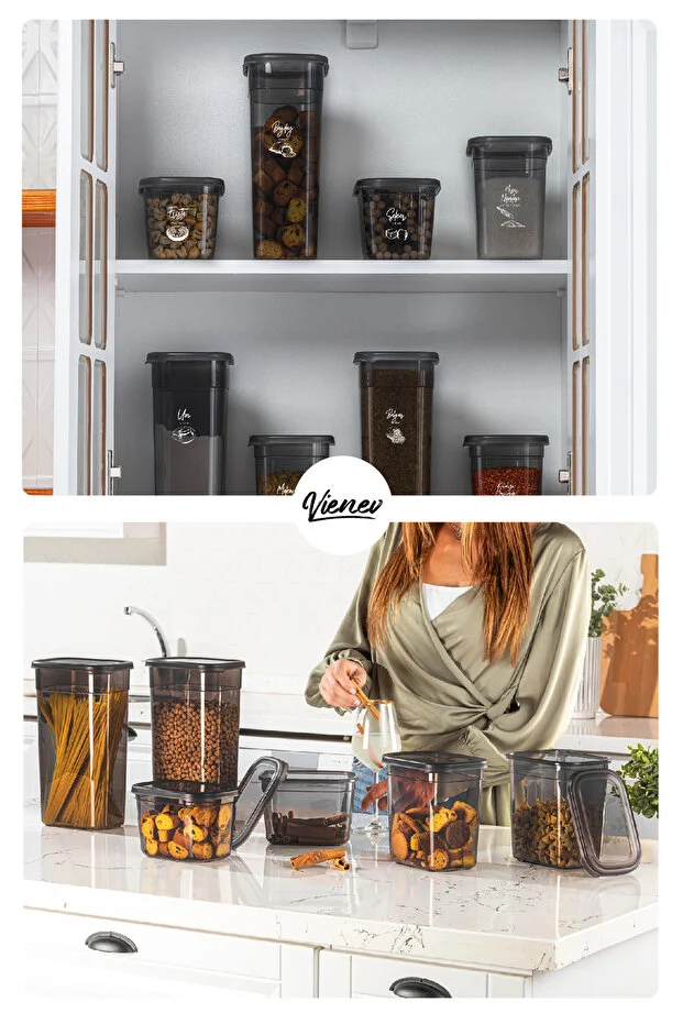 30'lu Peggy Dikdörtgen Saklama Kutusu Seti 6x(1,9 1,5 1,15 0,8 0,4 LİTRE) Serigrafi Etiketli